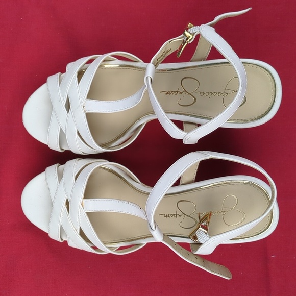 Jessica Simpson Javawn White Strappy Platform Wedge Sandals 8.5 M - Picture 6 of 16